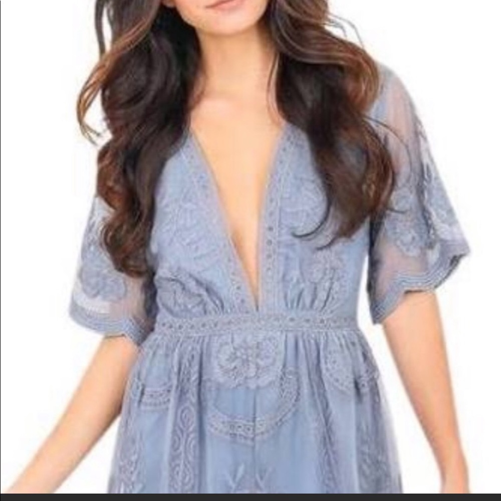 Honey Punch lace blue romper